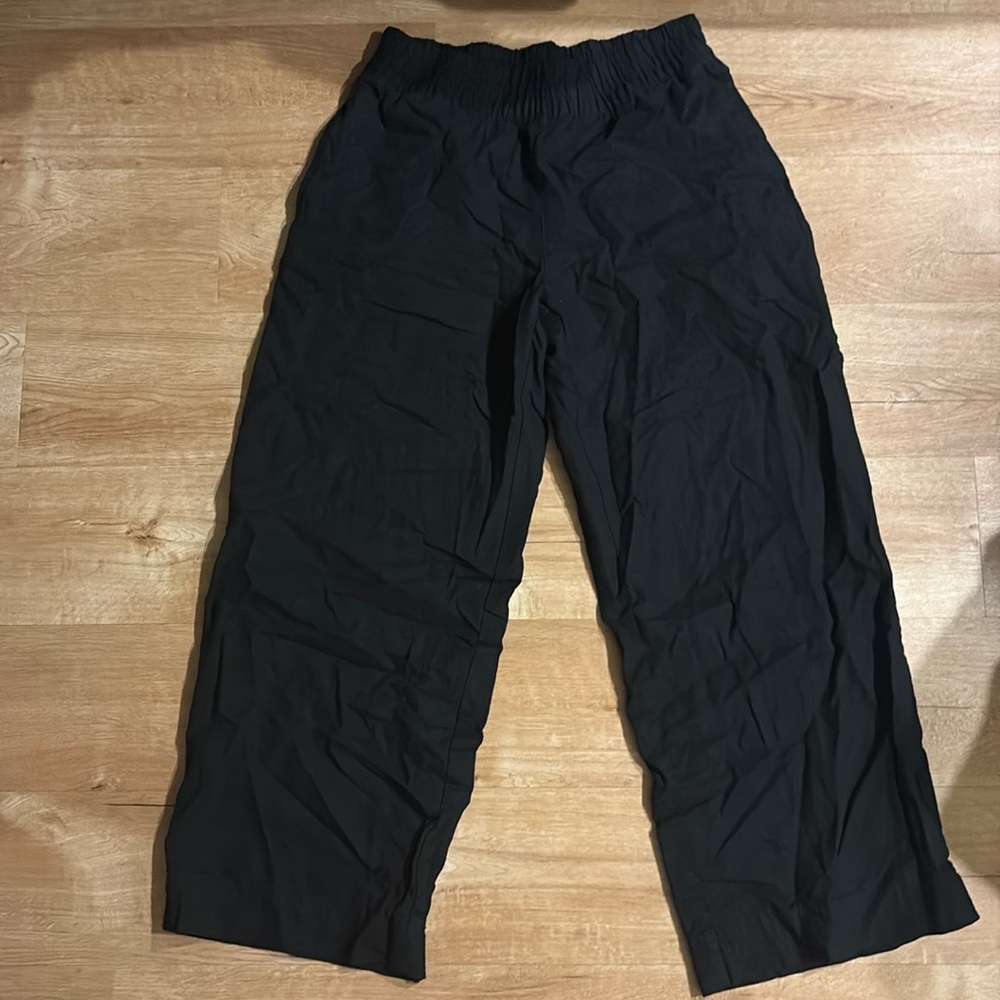 High rise wide leg petite linen pants